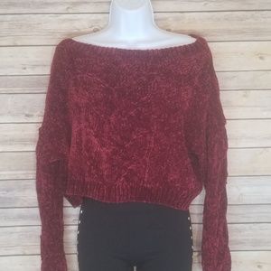 NWT Soft Red Scoop Neck Sweater Forever21 Size S